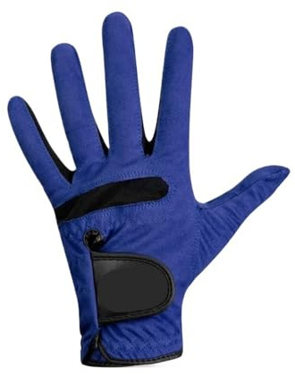 GOXQIT 2 Stück Sommer-Golfhandschuhe, schweißableitendes Mikrofasergewebe, weiche, atmungsaktive und strapazierfähige Handschuhe für Sport(Blue Left,23)