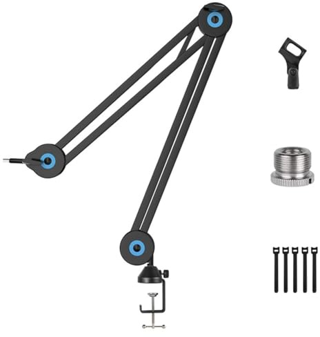 Hipzeepo Mic Stand Universal Microphone Long Arm Stand Bearing Bracket with 5/8 Conversion 360 ° Rotation