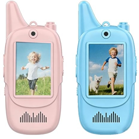 RASTKY Walkie Talkies con Vídeo para Niños de 2 Piezas, Videoportero Recargable de Larga Distancia de 60M con Imagen Clara y de Voz, para Niños y Niñas de 3 a 12 Años para Jugar en