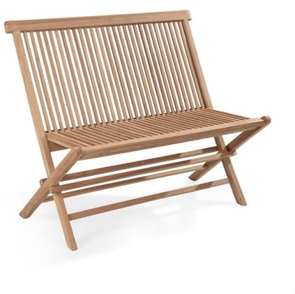 Home4You Gartenbank 2-Sitzer aus massivem Teakholz – Klappbare Holzsitzbank mit Rückenlehne – Platzsparende Sitzgelegenheit für Garten, Terrasse & Balkon – Klappbar & Kompakt – 100 x 89 x 43 cm