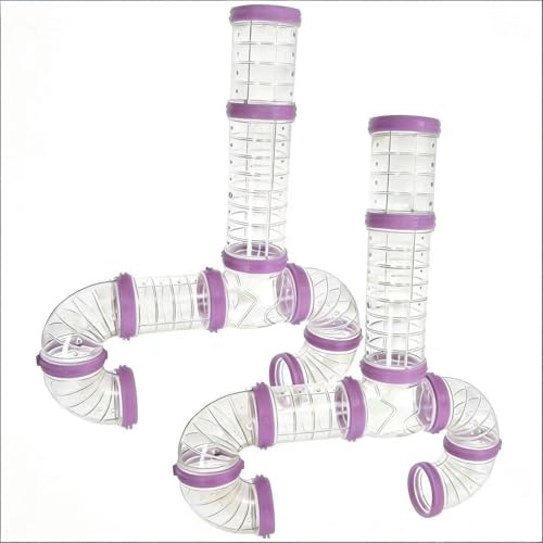 Tunnel e Kit di Connessione per Criceti 2 Set Trasparenti Esterni in Plastica Accessori, Porcellini D'india e Piccoli Animali Domestici per topo, criceto, ratto e