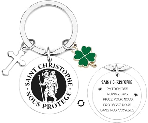 Saint christophe Porte clé beni Saint Christopher for Car Porte cle Médaille de Protection Catholique Cadeau st Christophe Porte-clé Stp christophe Femme Homme