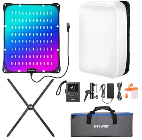 NEEWER 115W Luz Video Inflable RGB Softbox Actualizado,App/2.4G/DMX Control Flexible LED Plegable Panel Foco Light 2500K-10000K 14700lux/0.5m CRI96+ para Fotografía Estudio Grabación Streaming,FL100C