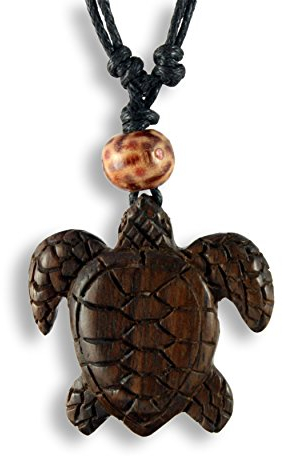 Island Piercings Halskette Anhänger aus Holz Schildkröte Handarbeit längenverstellbar N253