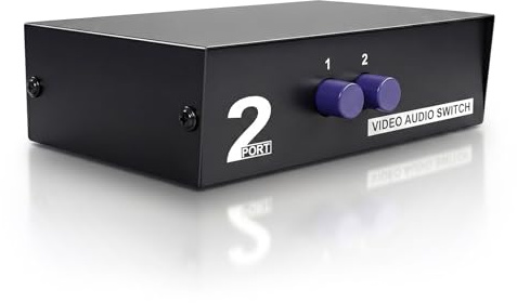 Duttek Switch Audio Switch AV-omkopplare 2-portars RCA-omkopplare 2-ingångar Video Komposit L/R Video Komposit för Spelkonsol Dvd STB