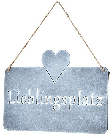 levandeo Cartel de Lieblingssplatz 25 x 16 cm, diseño de corazón, decoración de jardín, placa de puerta de hormigón, color gris