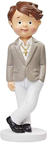 Deko-Figuren für Heilige Kommunion - Konfirmation & Firmung - Torten-Figur Kuchen-Aufsatz Tisch-Deko Dekoration Firmung Mädchen & Jungen (Junge im Anzug)