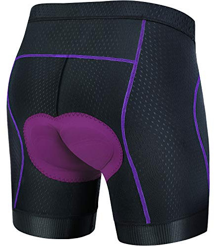 Souke Sports 4D Padded Cycling Shorts Women's Bike Underwear Shorts with Anti-slip Silicone Leg Grips Purple