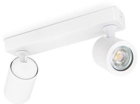 linovum TENJO Deckenleuchte Strahler 2er weiß mit GU10 LED Lampen warmweiß 2W - Spotleuchte 2 flammig schwenkbar drehbar 230V