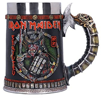 Nemesis Now Iron Maiden Senjutsu - Boccale da 15,5 cm, in resina, grigio, con licenza ufficiale Iron Maiden, include inserto rimovibile, fuso in resina di alta qualità, sapientemente dipinto a mano