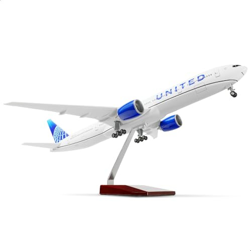 QIYUMOKE 1:150 B777-300ER Modell Diecast mit Stand für United | für Being 777-300ER, 46 cm, Diecast Modell, Sammlerstück, Display Modell, Geschenk für Luftfahrt-Enthusiasten