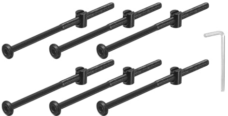 QUARKZMAN 12 Stück Sechskantschrauben Bolzen mit Fassmuttern, M6 x 120mm Möbelschrauben Sechskantmöbelbettbolzen mit Schraubenschlüssel für Stühle und Kinderbetten, Schwarz