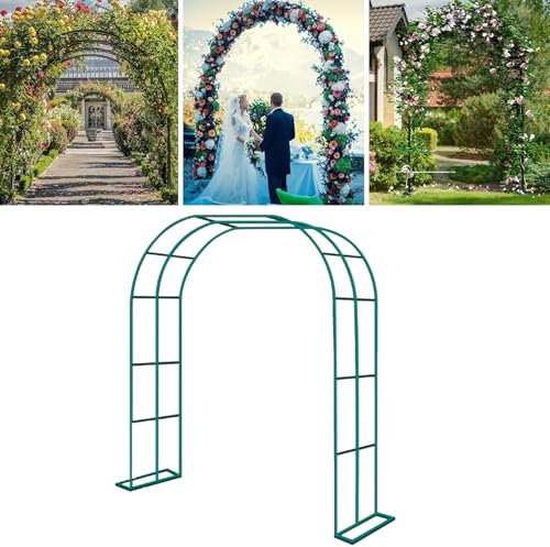 Arco de jardín de Metal Resistente para Plantas trepadoras. Pérgola Grande para Bodas con diseño de Hierro Curvo. Decoración para Ceremonias al Aire Libre. 200 x 230 cm (Negro) (Verde 120 x 220 cm).