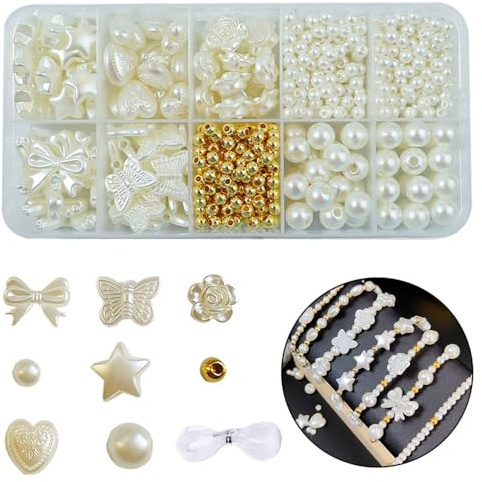 YJWZ 760 PCS Weiße Perlen für Armbänder,8 Größen Armband Selber Machen Set zum Auffädeln,Perlenset Kinder ab 4 Jahre & Erwachsene inkl Schmuckzubehör zum Auffädeln | Beads for Jewellery Making
