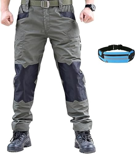 Pantalon Tactique, Pantalon Moto Avec Plusieurs Poches, Pants Homme De Protection Pour Vélo, Légèrement élastique Et Respirant, Adapté à La Randonnée, à La Chasse Et Au Travail (1PC-Gris,XXXL)