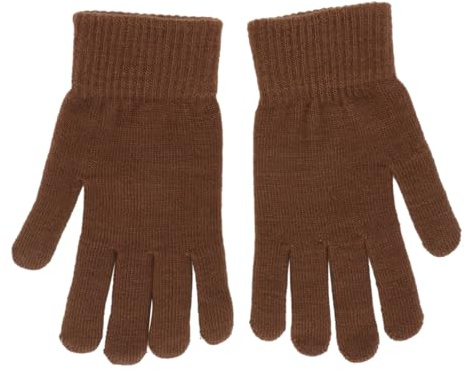 VERDANVERSE Winter Strickhandschuhe für Erwachsene Warme Dicke Flexible Vollfingerhandschuhe in Einfarbigem Braun für Outdoor Aktivitäten bei Kaltem Wetter Komfortabel und Langlebig