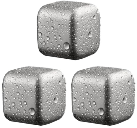 3 piezas de piedras de hielo de acero reutilizables no derretibles enfriador de bebidas para cócteles y vino portátil Titanien cubo de refrigeración