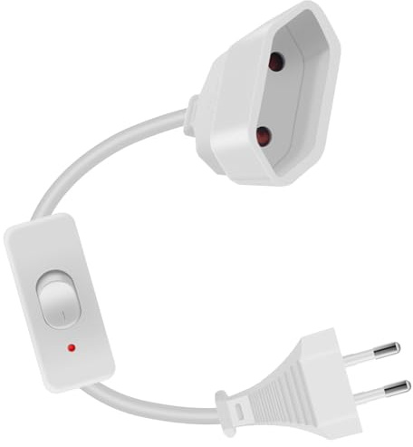 YINGAYOU Eurostecker Verlängerung mit Schalter 2,5 A 250 V Verlängerungskabel Eurostecker mit Schalter Euro Verlängerungskabel Kurz, für Haushaltsgeräte Computer TV Monitor (Weiß, 0.5 m)