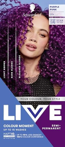 Schwarzkopf LIVE Colour Moment 094 Purple Punk, with HaptiQ Anti-Damage System, Semi-Permanent Purple Hair Dye, Up to 15 Washes