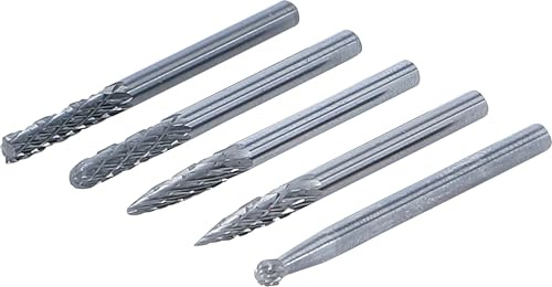 BGS 9596 | HSS-Fräser-Satz extra kurz | 5-tlg. | Schaft-Ø 3 mm | max. 50000 U/min | für Bohr- und Fräsmaschinen | Kugelkopf, Zylinder- und Zapfenform | Schaftlänge 23,5 mm