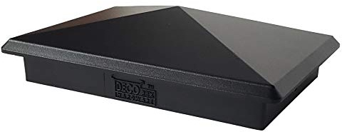 Decorex Hardware 4x6 Aluminum Pyramid Post Cap for True 4x6 Wood Posts — Heavy-Duty Cast, Rounded Safety Corners, Stainless Screws, Powder-Coated Black Deck & Fence Cap