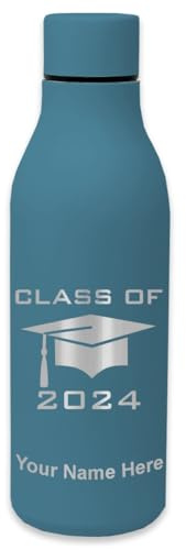 LaserGram Double Wall Stainless Steel Water Bottle, Grad Cap Class of 2023, 2024, 2025, 2026, Personalized Engraving Included (Slate Blue)