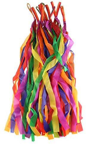 Toyvian Rainbow Dance Ribbons Streamers Rhythmic Gymnastics Ribbon Wands for Kids Artistic Dancing Baton Twirling Bike Decoration 12pcs
