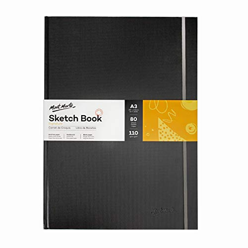 Mont Marte Skizzenbuch A3 – 160 Seiten/80 Blätter – Gebunden – 110gsm – Hochwertiger Skizzenblock – Ideales Sketchbook für Skizzen und Zeichnungen