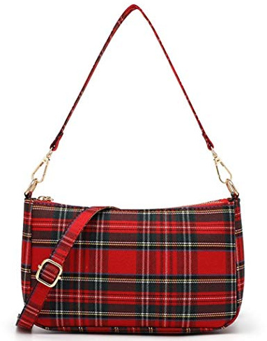 Ro Rox Sheena Crossbody Handtasche Rot Tartan Punk Grunge 1990er Jahre Tasche