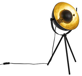 Qazqa Industrie Tischleuchte - Magnax - Schwarz Gold, max. 60W, Geeignet für LED, 63.6cm, Ideal als Küche lampe, Schlafzimmerlampe und Wohnzimmerlampe