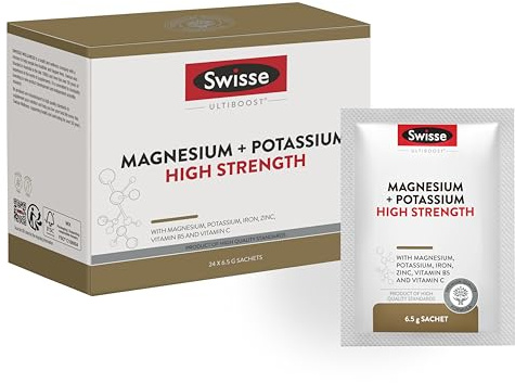 Swisse Magnesio e Potassio FORTE - Integratore Potassio e Magnesio in Polvere Uomo e Donna con Vitamine e Sali Minerali, Integratori Stanchezza e Recupero Muscolare, 24 Bustine al Limone Made in Italy