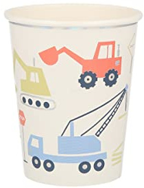 Meri Meri Construction Cups for Themed Parties (Pack of 8), Disposable Paper Cups, Sized for Kids & Adults, Ideal for Hot or Cold Party Drinks, 9oz Capacity