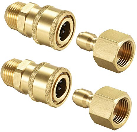 sourcing map 2 Satz Gartenschlauch Schnellverbindung Messing Hochdruckreiniger Adapter M18x1,5 Außen & M18 Innengewinde