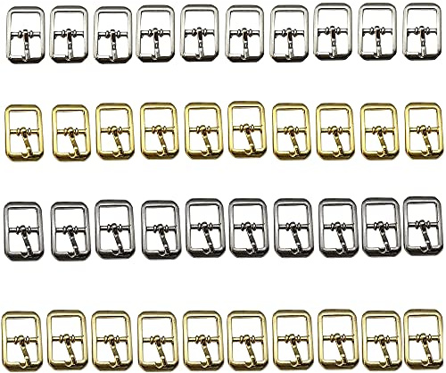 YZSZ 40 Stücke Metall Rollschnallen Gürtelschnallen Set DIY Rollschnalle Mini kleine handgemachte Metallschnalle für DIY Kleidung Tasche Leder-GüRtel Handarbeits Gold Silber Waffenfarbe Bronzefarbe