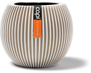 Capi Europe - Vase Boule Groove - 12x10 - Ivoire - Ouverture Ø12 - Pot intérieur et extérieur - BGVI109