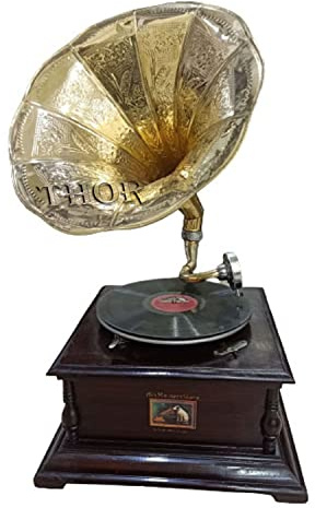 Wooden Gramophone Phonograph Turntable Vinyl Record Player Stereo Speakers System