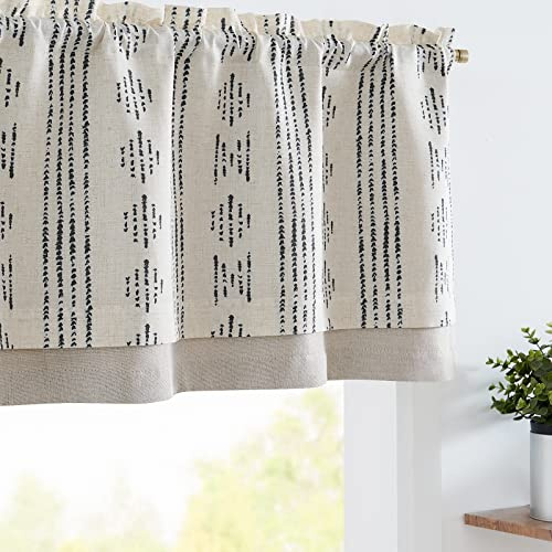 jinchan Geometric Striped Boho Valance Curtains Blackout Double Layer Valance for Windows 18 Inch Farmhouse Window Treatment for Kitchen Living Room Bedroom Rod Pocket 1 Panel Black on Beige