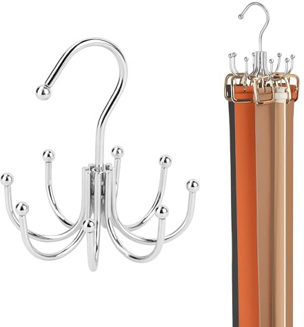 ZEDODIER Belt Hanger, Belt Organizer for Closet, Keeping Belts Visible and in Good Condition, Hanging Tie Rack Holder, Closet Organizers and Storage, Silver