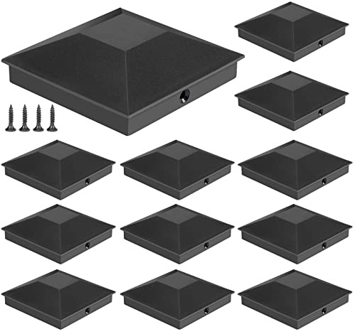 Eapele 4X4(3.5in x 3.5in) Wood Fence Post Caps, PP Plastic Water-Proof UV-Proof, Keep Post from Cracking and Rotting (12pcs, Black）
