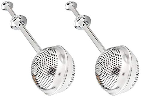 HOMSFOU 2pcs Fine Mesh Tea Filter Loose Leaf Tea Steeper Diffuser Infuser Strainer Seasoning Infuser Stainless Steel Coffee Filter Coffee Filters Ball Strainer Snap Marbles
