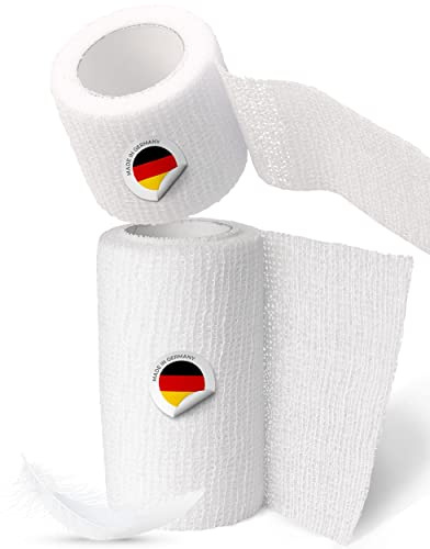 Mix 2x Haftbinde 4 und 8cm, 4m elastische selbsthaftend kohäsive Fixierbinde Verband Binde selbstklebend, Schnellverband