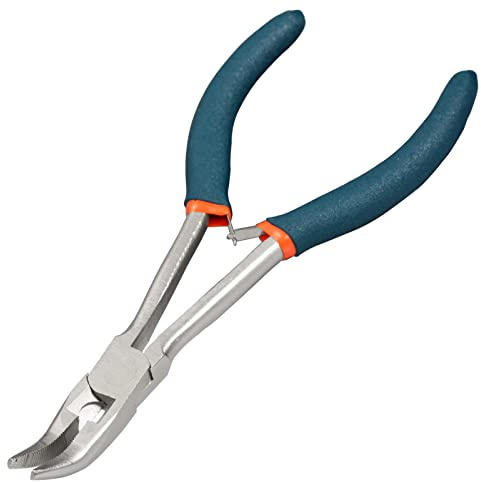 LEONTOOL Long Reach Bent Nose Pliers - 6 Inch Jewelry Making Pliers With Cutter & Split Ring Feature for Crafting & Repair Supplies