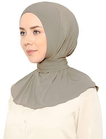World of Shawls Ready To Go Instant Hijab für Damen Mädchen Frauen mit Raffhalter Knöpfen Premium Qualität Jersey Schal, mokka, One size
