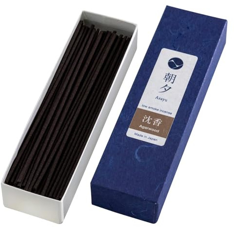 Asayu Japan Bâtonnets d'Encens Japonais sans Fumée Parfum Bois d'Agar 20g, Fabriqué au Japon, Qualité Naturelle, Encens Naturel Idéal pour la Relaxation, Méditation et Yoga
