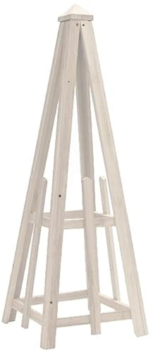46 Whitewashed Cedar Pyramid Trellis – Rustic Wooden Obelisk Plant Support for Climbing Plants – Outdoor Garden Trellis with Picket Style Panels – Made in USA
