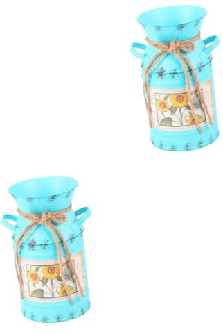 Zerodeko 2pcs Hydroponics Flower Container Vintage Kettle Planter Iron Planter Garden Troughs Country Decor