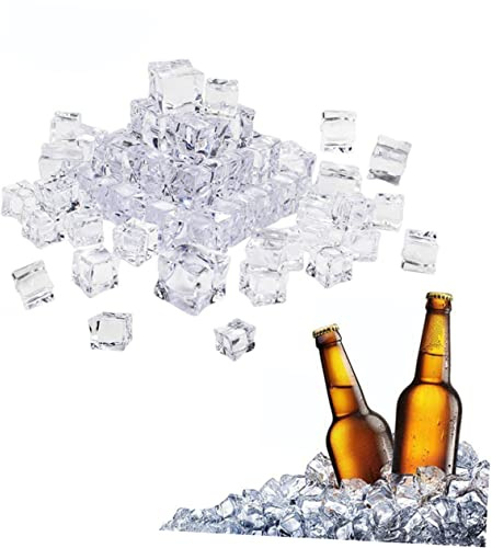 CAXUSD 40 Stück 30 Mm Quadratische Form Künstliche Eiswürfel Aus Acryl Hochtransparent Farblos Und Geschmacksneutral Für Vasenfüller Und Foto-Requisiten