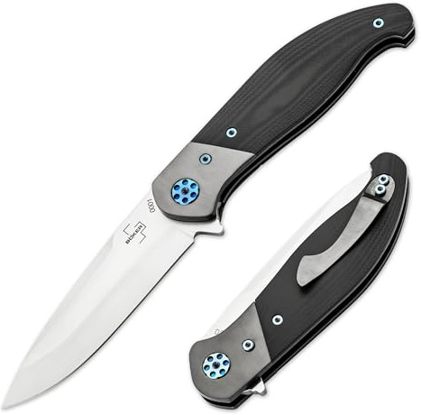 BÖKER PLUS® Undertow Pocket Knife - kugelgelagertes Flipper Einhandmesser - edles Klappmesser mit extra scharfer D2 Droppoint Klinge - Linerlock EDC Klappmesser mit G10 Griff schwarz in Geschenk-Box