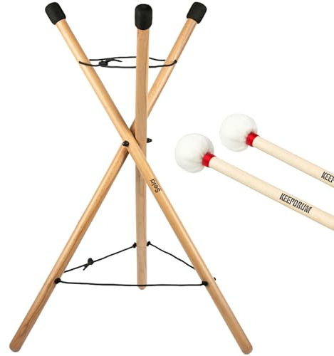 Sela SE 198 Handpan Ständer Large Percussions Stand Buchenholz + keepdrum Schlägel 1 Paar