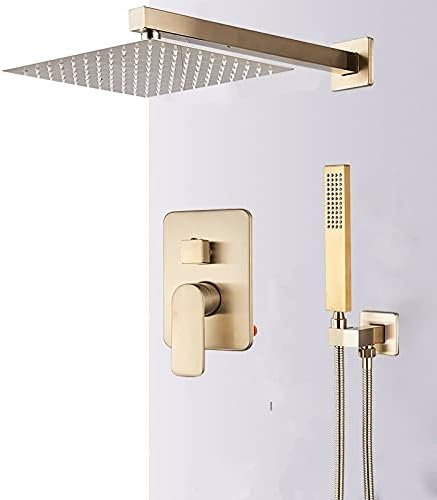 handheld showerBrushed Gold Bathroom Wall Mounted Shower Faucet Set Shower System with Integrated Box Shower Mixer Tap Rain Shower Faucet 3 Way 16 Swivel 2 Way 16